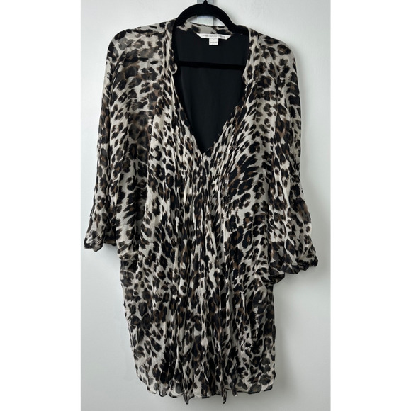 Diane Von Furstenberg DVF Sz 4 Animal Print Silk Dress, 3/4 Length Sleeve A60 - Picture 3 of 11